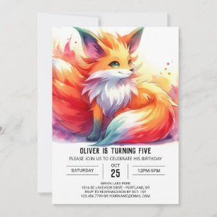 Elegant Custom Fox Birthday Invitation