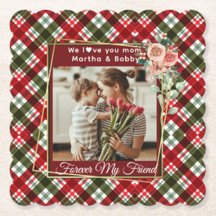 Elegant Custom Gift for Mom Mothers Day 1 Photo Paper Coaster