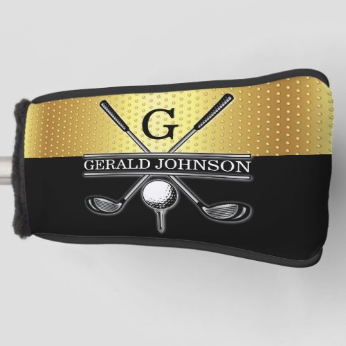 Elegant Custom Gold_Black Monogram Golf Head Cover