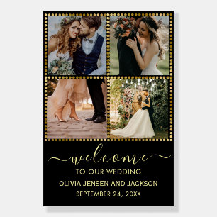 Elegant Custom Gold Frame Script Wedding Welcome  Foam Board