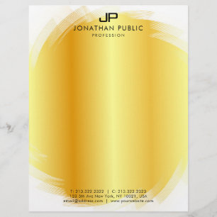 Elegant Custom Gold White Monogram Template Letterhead