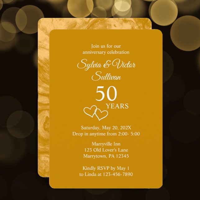 Elegant Custom Golden 50th Anniversary Party Invitation (Customize this template for a stylish golden 50th anniversary party invitation.
)