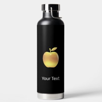 Elegant Custom Golden Apple Image & Text on Black 