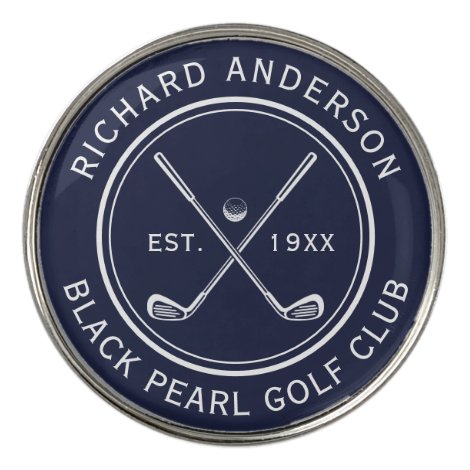 Elegant Custom Golf Club Name Navy Blue Ball Marker