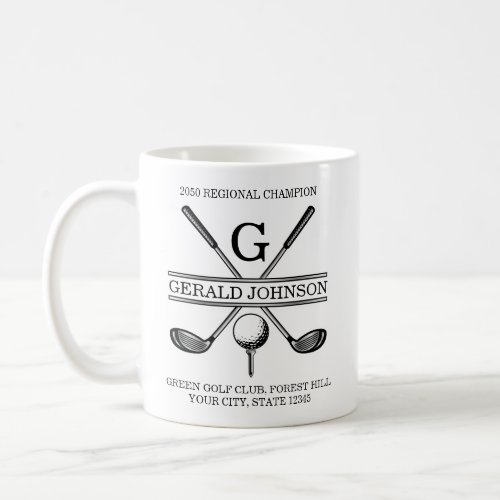 Elegant Custom Golf Monogram Coffee Mug