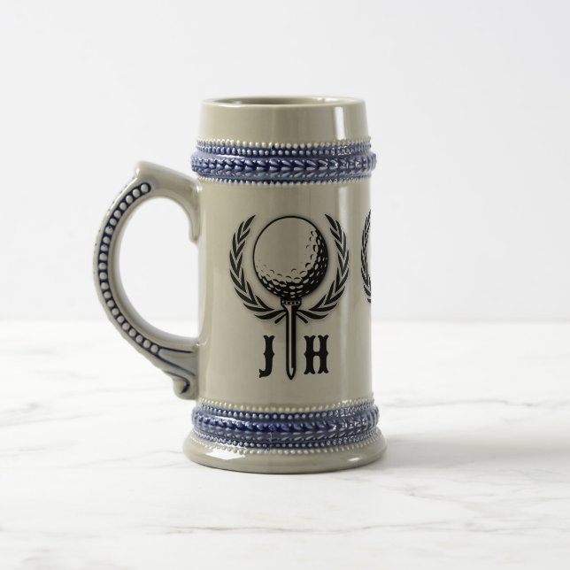 Elegant Custom Golf Monogram Design Beer Stein (Left)