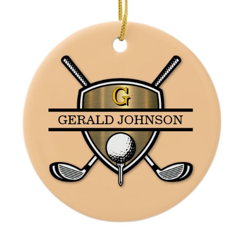 Elegant Custom Golf Monogram Design Ceramic Ornament