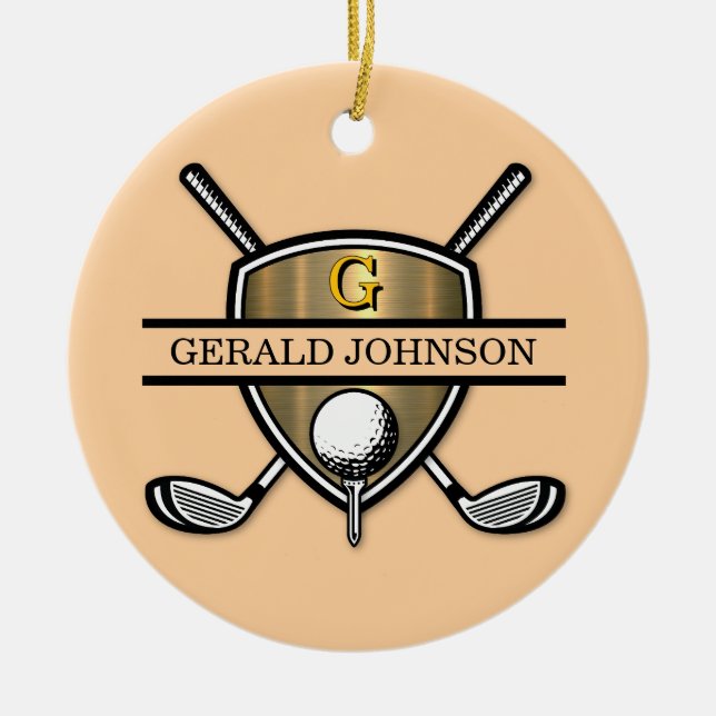 Elegant Custom Golf Monogram Design Ceramic Ornament (Front)