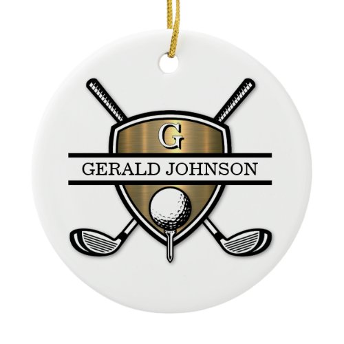 Elegant Custom Golf Monogram Design Ceramic Ornament