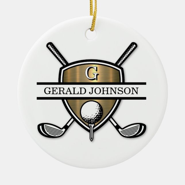 Elegant Custom Golf Monogram Design Ceramic Ornament (Front)