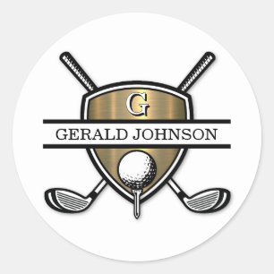 Elegant Custom Golf Monogram Design Classic Round Sticker