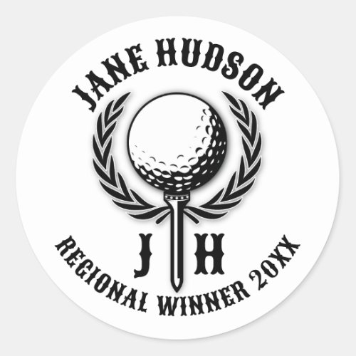 Elegant Custom Golf Monogram Design Classic Round Sticker