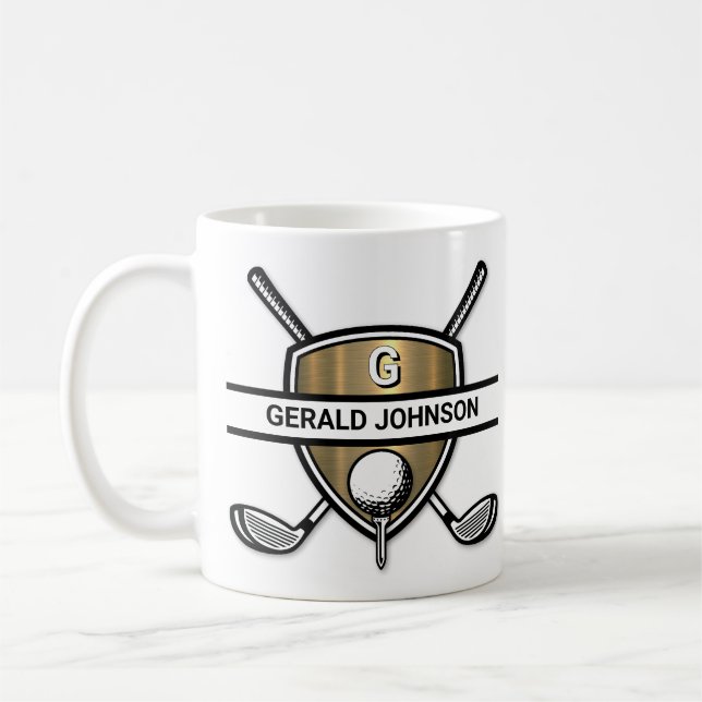 Elegant Custom Golf Monogram Design Coffee Mug (Left)
