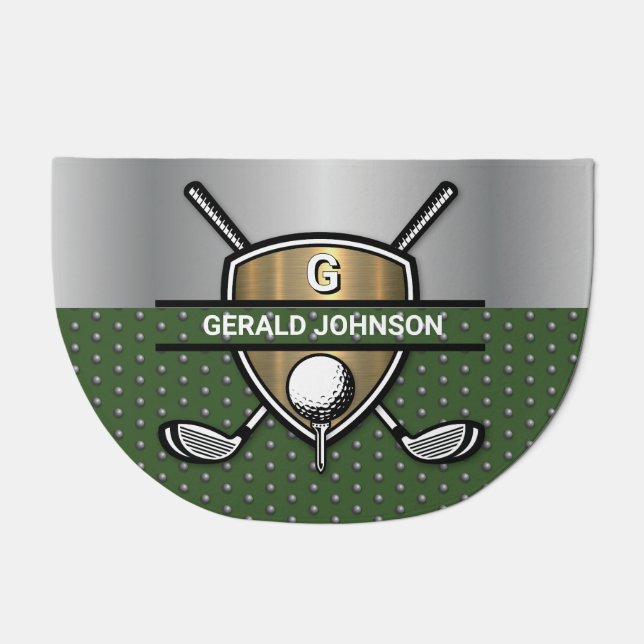 Elegant Custom Golf Monogram Design Doormat (Front)