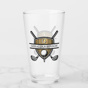 Elegant Custom Golf Monogram Design Glass