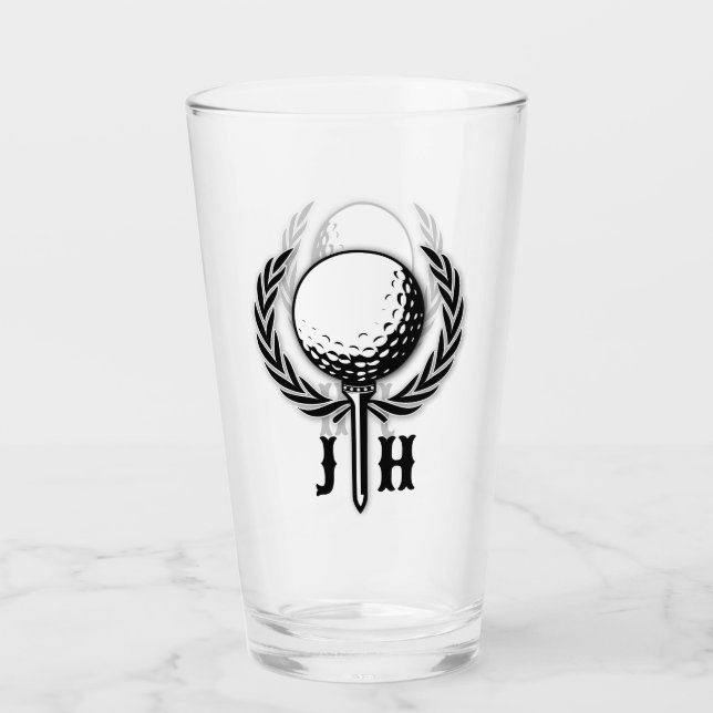 Elegant Custom Golf Monogram Design Glass (Front)