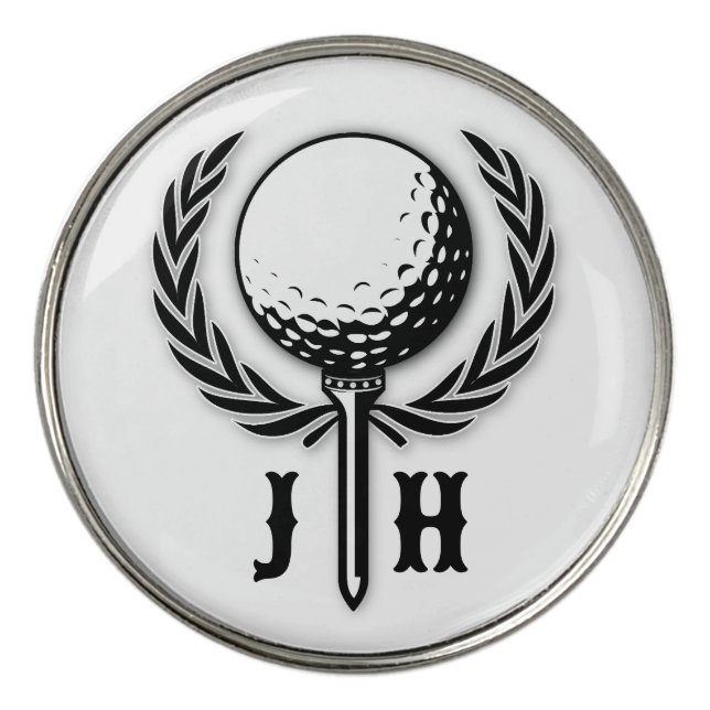 Elegant Custom Golf Monogram Design Golf Ball Mark Golf Ball Marker (Front)