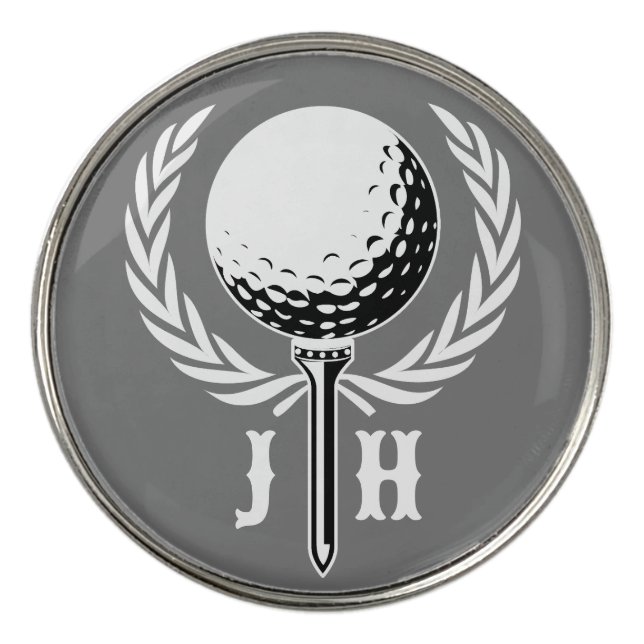 Elegant Custom Golf Monogram Design Golf Ball Mark Golf Ball Marker (Front)
