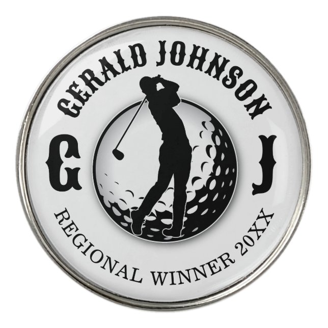 Elegant Custom Golf Monogram Design Golf Ball Mark Golf Ball Marker (Front)