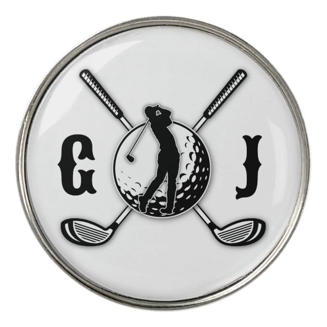 Elegant Custom Golf Monogram Design Golf Ball Mark Golf Ball Marker (Front)