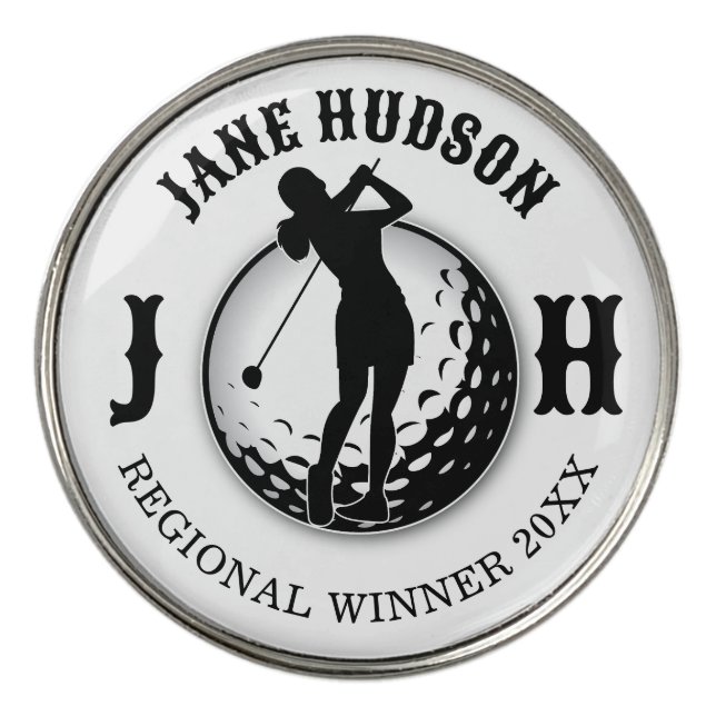 Elegant Custom Golf Monogram Design Golf Ball Mark Marker (Front)