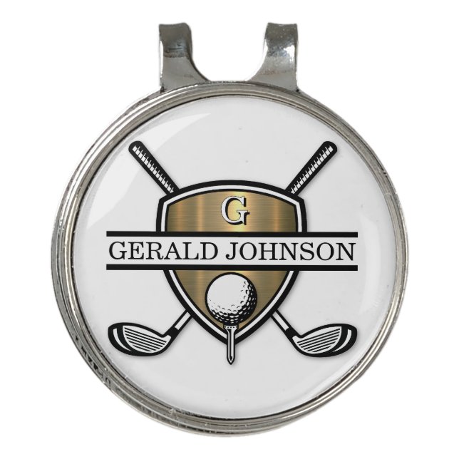 Elegant Custom Golf Monogram Design Golf Hat Clip (Front)