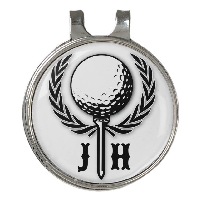 Elegant Custom Golf Monogram Design Hat Clip (Front)