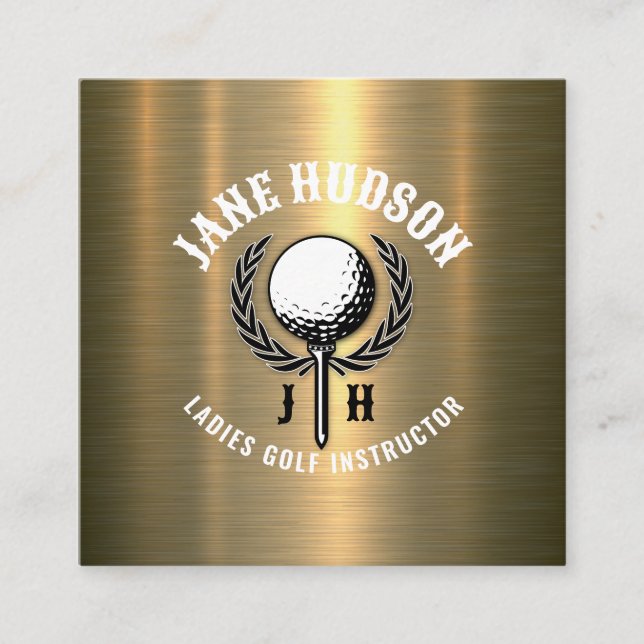Elegant Custom Golf Monogram Design Square Business Card (Front)