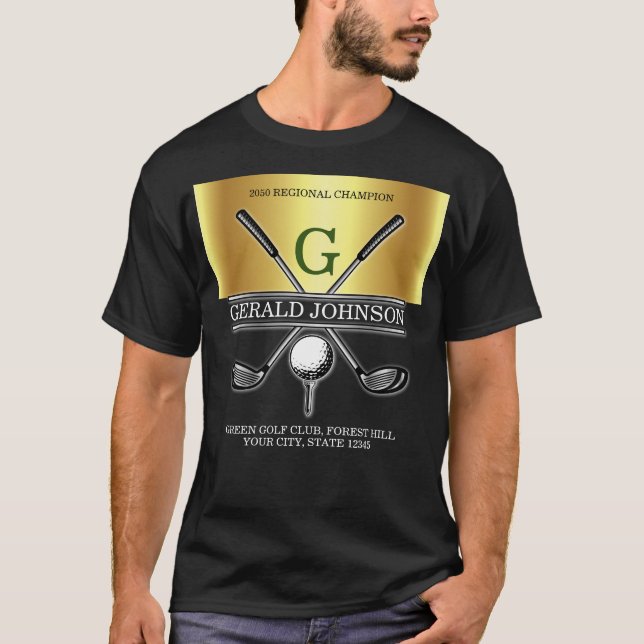 Elegant Custom Golf Monogram Design T-Shirt (Front)