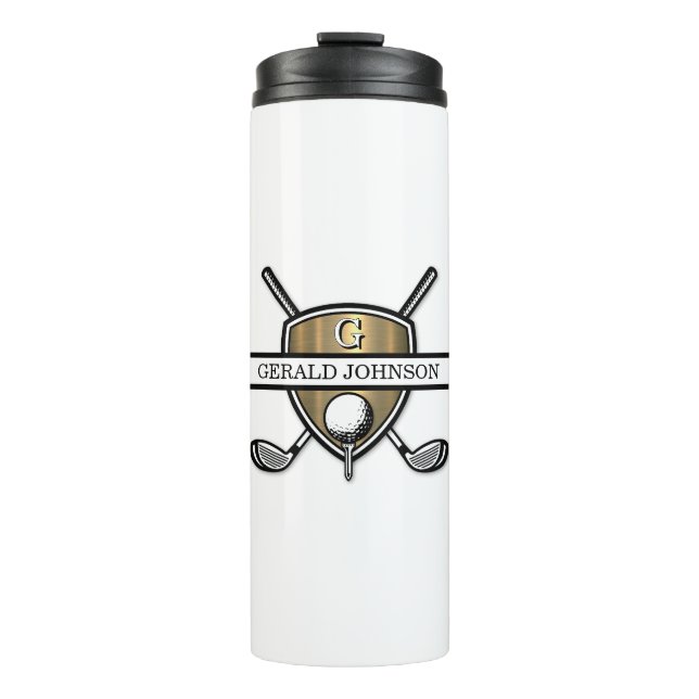 Elegant Custom Golf Monogram Design Thermal Tumbler (Front)