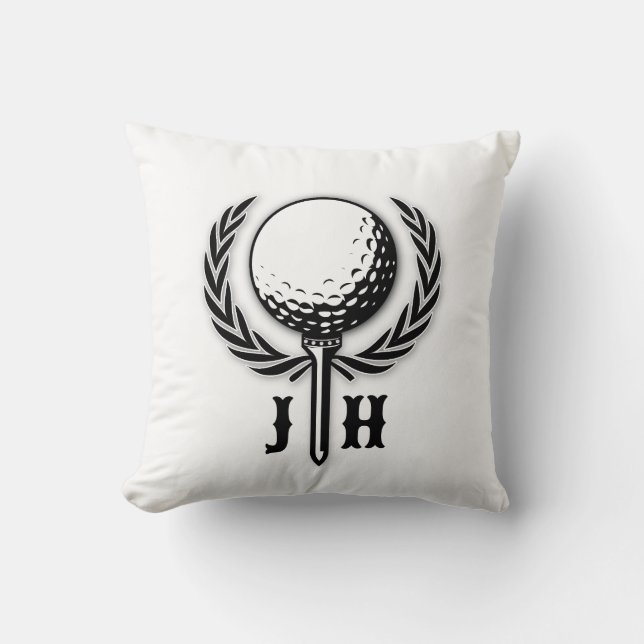 Elegant Custom Golf Monogram Design Throw Pillow (Front)