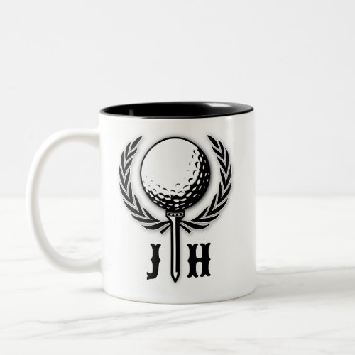 Elegant Custom Golf Monogram Design Two_Tone Coffee Mug