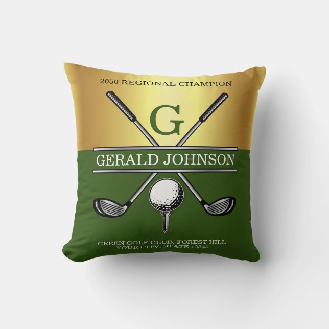 Elegant Custom Golf Monogram Throw Pillow (Front)