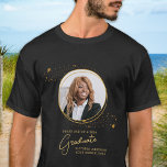 Elegant Custom Graduate Photo Gold Graduation T-Shirt<br><div class="desc">Congratulations on your child's graduation! As a proud mom, you deserve to show off your love and support with a personalized t-shirt. This elegant chic modern design features a gold stars picture frame showcasing your favorite photo of your graduate. Whether it's from high school, college, or university, this shirt is...</div>