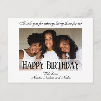 Elegant Custom Happy Birthday Photo Postcard