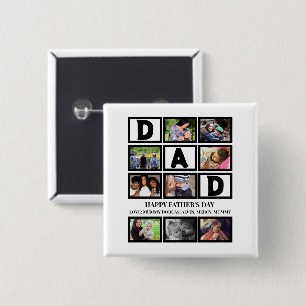 Elegant Custom  Happy Fathers Day 9 Photo Collage  Button