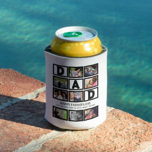 Elegant Custom  Happy Fathers Day 9 Photo Collage  Can Cooler