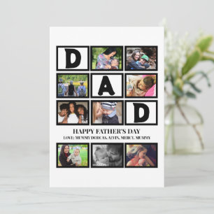Elegant Custom  Happy Fathers Day 9 Photo Collage  Holiday Card