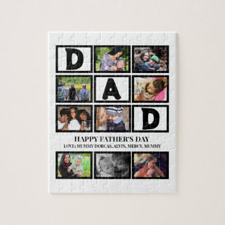 Elegant Custom Happy Fathers Day 9 Photo Collage Jigsaw Puzzle