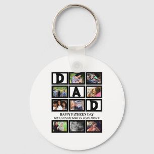 Elegant Custom  Happy Fathers Day 9 Photo Collage  Keychain