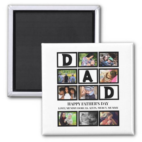 Elegant Custom  Happy Fathers Day 9 Photo Collage  Magnet