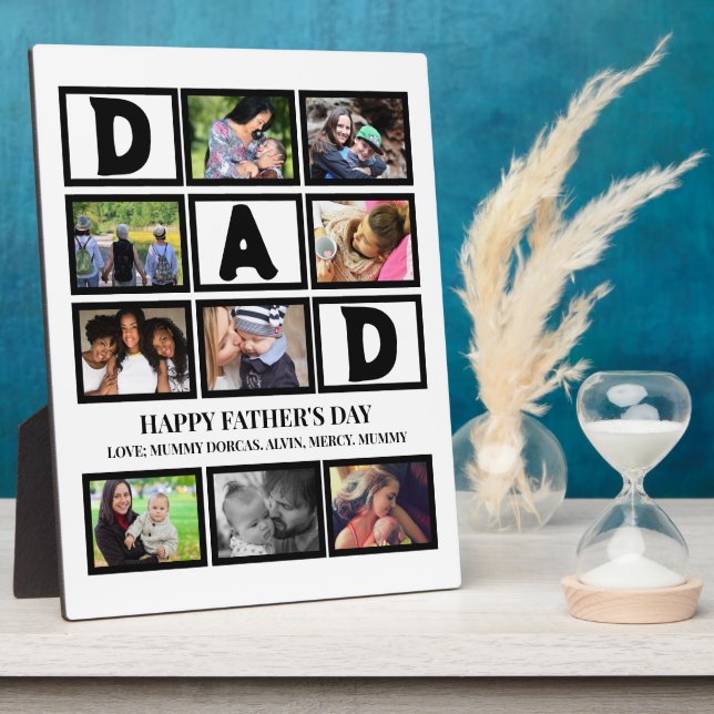 Elegant Custom  Happy Fathers Day 9 Photo Collage  Plaque (Side)