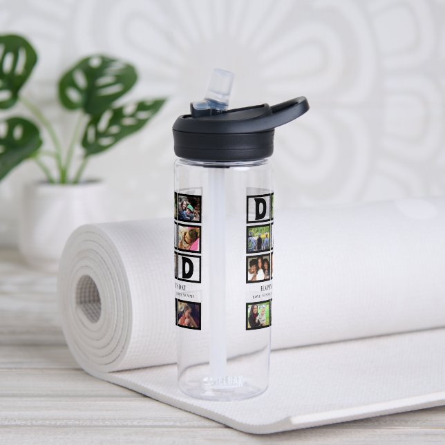 Elegant Custom  Happy Fathers Day 9 Photo Collage  Water Bottle (Yoga)