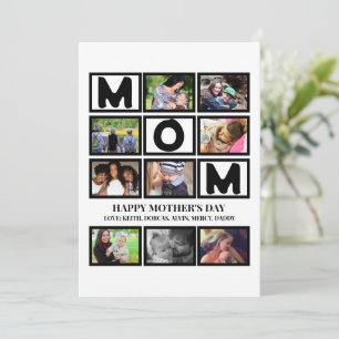 Elegant Custom Happy Mothers Day 9 Photo Collage Holiday Card