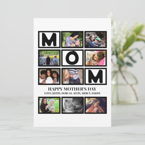 Elegant Custom  Happy Mothers Day 9 Photo Collage  Holiday Card