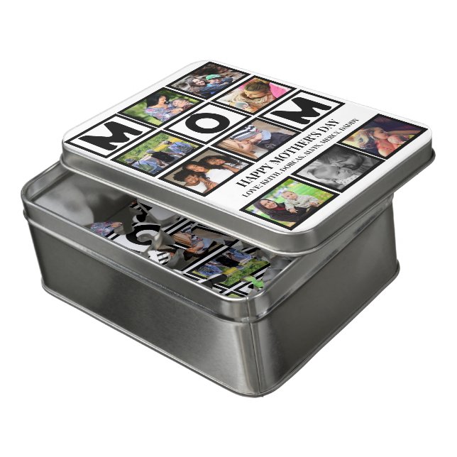 Elegant Custom  Happy Mothers Day 9 Photo Collage  Jigsaw Puzzle (Lid Open)
