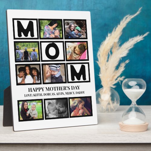 Elegant Custom  Happy Mothers Day 9 Photo Collage  Plaque