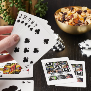 Elegant Custom  Happy Mothers Day 9 Photo Collage  Poker Cards