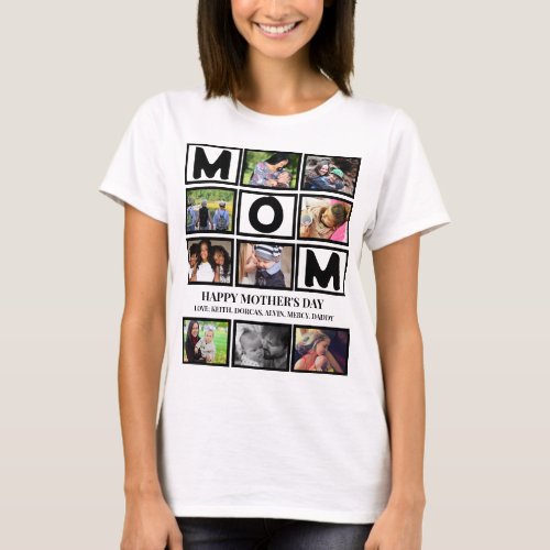 Elegant Custom  Happy Mothers Day 9 Photo Collage T_Shirt