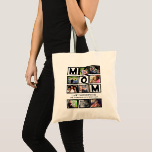 Elegant Custom  Happy Mothers Day 9 Photo Collage  Tote Bag